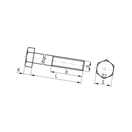 Śruba pół gwint drobnozwojna kl. 10.9 ocynk , M14 x 1.5 x 80 mm