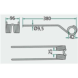 Palec zgrabiarki 380x98mm, pasuje do Claas
