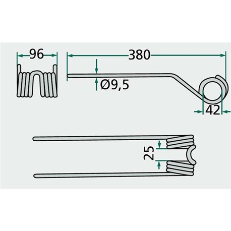 Palec zgrabiarki 380x98mm, pasuje do Claas