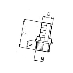 Złączka męska T6 do węża 32mm -90° Arag 8716106750559