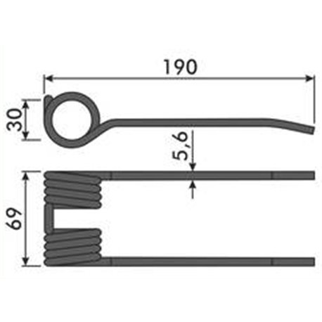 Palec podbieracza, 190/76/28 fi 6,0mm, pasuje do Claas