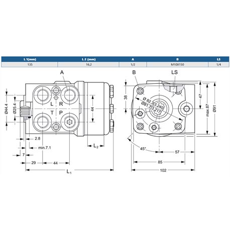 Orbitrol 125 OSPC-LS, Danfoss 150-1232, 225/ 170 bar