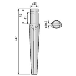 Ząb brony aktywnej, L242 mm pasujący do Pegoraro
