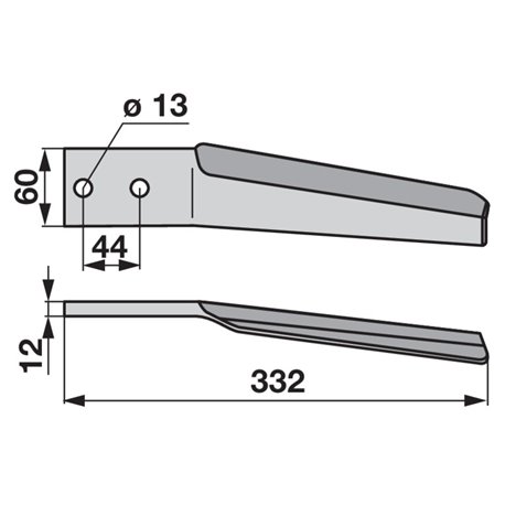 Ząb brony aktywnej, prawy, L332 mm pasujący do Maschio