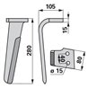 Ząb brony aktywnej, L280 mm prawy KG-26 Rabe