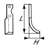 Nóż glebogryzarki fi9mm-72mm prawy 190mmx60mm Hako 
