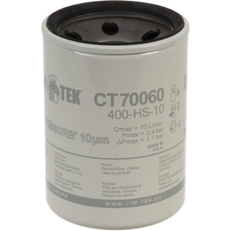 Filtr CT70060, 400-HS-10 dystrybutora paliwa 1i1/2"UNF 95x136mm-10µm Cim-Tek