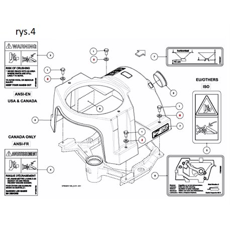 Vicon VF16661768 Naklejka Ostrzegawcza Ansi-Fr, Zgniecenie (P)