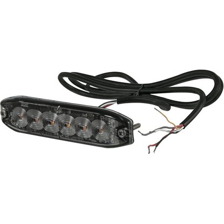 Lampa ostrzegawcza LED, prostokątna, 10/30V, pomarańczowa, 130x30x7 mm, 6 LED Kramp