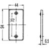 Odblask pomarańczowy prostokątny 44x94mm z otworami Hella 4082300196900