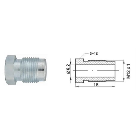 Złącze GZ Złączka przewodu hamulcowego (średnica gwintu: 6mm dł.: 18mm, M12x1) [QUICK BRAKE] 