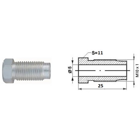 Złącze GZ fi5 M10x1,0 SW11, L-25mm