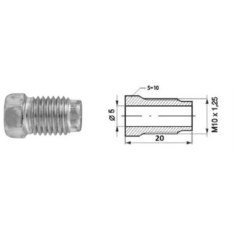 Złącze GZ fi5 M10x1,25 SW10, L-20mm