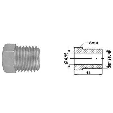 Złącze GZ 3/8x24UNF SW10 kielich 4,95mm
