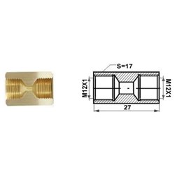 Łącznik mufa (dł.: 27mm, M12x1/M12x1)