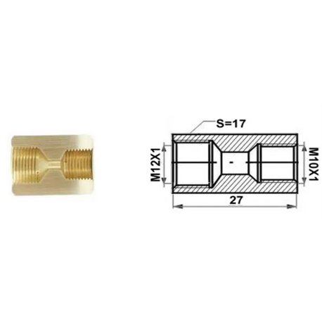 Łącznik mufa (dł.: 27mm, M12x1/M10x1)