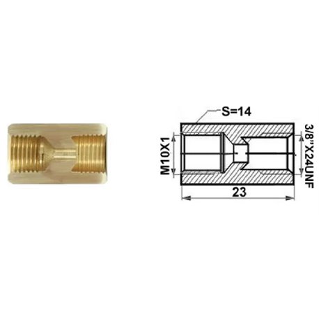Łącznik mufa (dł.: 23mm, M10x1/M10x1) 