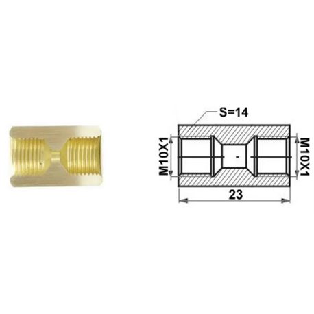 Łącznik mufa (dł.: 23mm, M10x1/M10x1) 