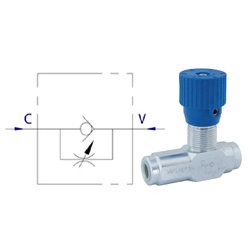 Zawór dławiąco-zwrotny jednokierunkowo z regulacją 1/2" do 50l/min