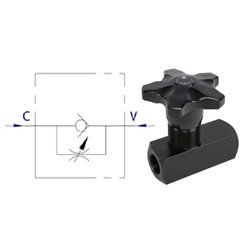 Zawór dławiąco-zwrotny FT 257/5 z pokrętłem z tworzywa 1"