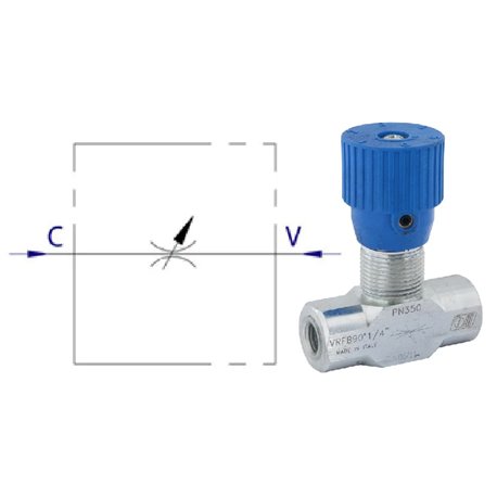 Zawór dławiący dwukierunkowo z regulacją G1/2" do 50l/min