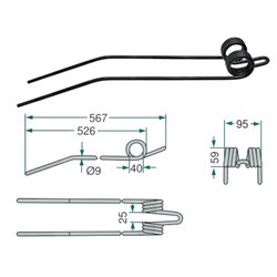 Palec, ząb zgrabiarki KS83, 85, 90, 200, 230, Deutz zam. 1650273186 Deutz Fahr 9650273186003