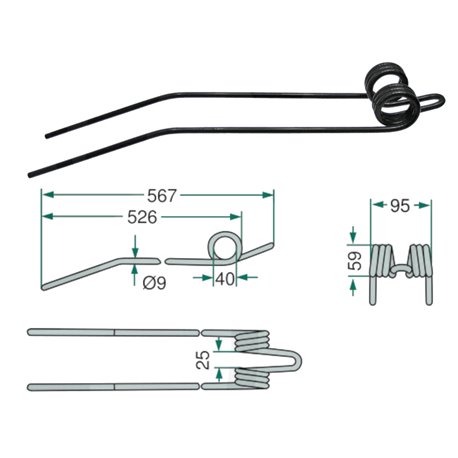 Palec, ząb zgrabiarki KS83, 85, 90, 200, 230, Deutz zam. 1650273186 Deutz Fahr 9650273186003