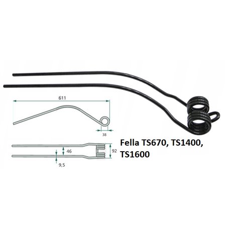 Palec zgrabiarki 611/92/38 fi9,5 mm, pasuje do Fella