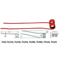 Palec, ząb zgrabiarki 570/91/39 fi9,0 mm, oryginał Fella 491774