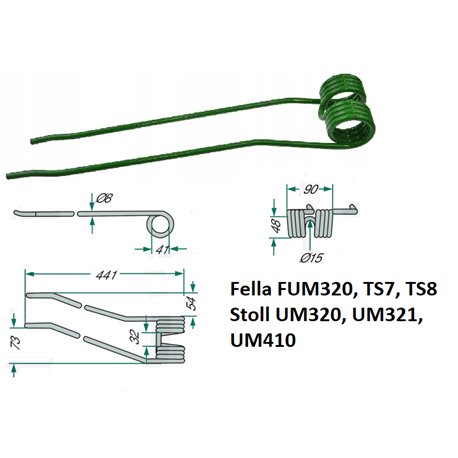 Palec zgrabiarki 441/92/41 fi8,0 mm, prawy, pasuje do Fella
