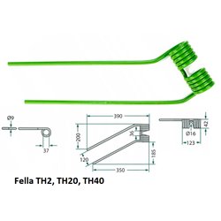 Palec przetrząsacza 390/123/39 fi9,0 mm, prawy, pasuje do Fella