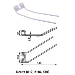 Palec, ząb zgrabiarki 370/105/35 fi9,0 mm, oryginał Deutz-Fahr VF06580391 Deutz Fahr 9006580391003