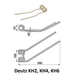 Palec, ząb zgrabiarki 400/100/35 fi8,0 mm, oryginał Deutz-Fahr VF06229777 Deutz Fahr 8716106973156
