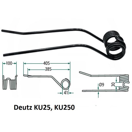 Palec zgrabiarki 405/92/41 fi9,0 mm, prawy pasuje do Deutz-Fahr 16502742