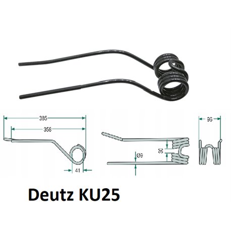 Palec zgrabiarki 385/96/41 fi9,0 mm, pasuje do Deutz-Fahr (16502746)