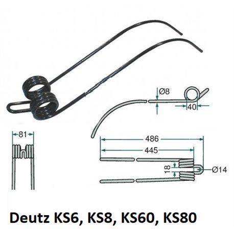 Palec zgrabiarki 486/81/40 fi8,0 mm, pasuje do Deutz-Fahr (0658025986)