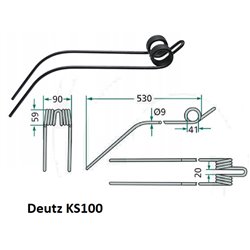 Palec, ząb zgrabiarki 530/90/41 fi9,0 mm, oryginał Deutz-Fahr VF06581134 Deutz Fahr 9006581134005