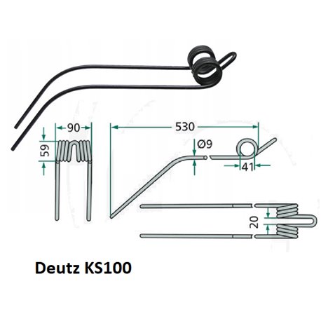 Palec, ząb zgrabiarki 530/90/41 fi9,0 mm, oryginał Deutz-Fahr VF06581134 Deutz Fahr 9006581134005