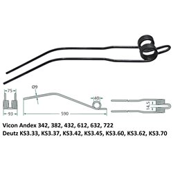 Palec zgrabiarki 585/88/41 fi9,0 mm, pasuje do Deutz-Fahr (1660038786)