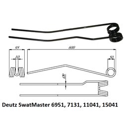 Palec zgrabiarki 600/95/40 fi9,0 mm, oryginał Deutz-Fahr