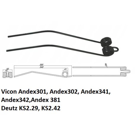 Palec zgrabiarki 858/93/41 fi9,0 mm, pasuje do Deutz-Fahr (1660042086)