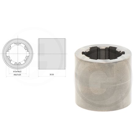 Tuleja sprzęgła 6x21x25/13x19x22 L-30,5mm