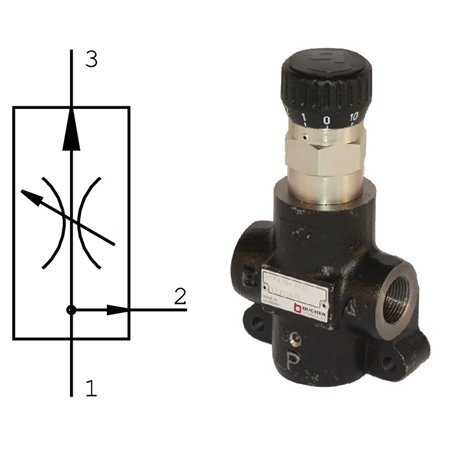 Zawór regulacji przepływu, 3-drożny, 0-50 l/min