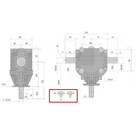Przekładnia T 1:1,9 1i3/8"Z6/fi25mm/fi25mm GR
