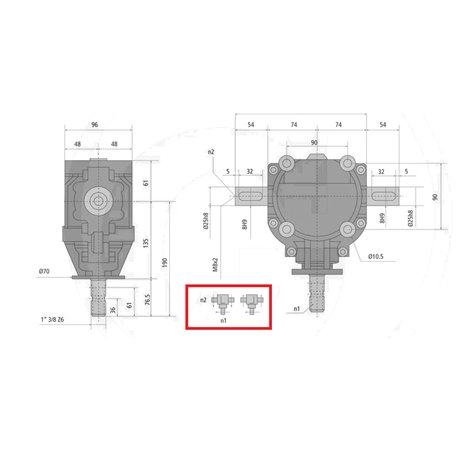 Przekładnia T 1,9:1 1i3/8"Z6/fi25mm/fi25mm GR