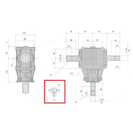 Przekładnia T 1:1 1i3/8"Z6/1i3/8"Z6/1i3/8"Z6 GR