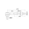 Drążek kierowniczy stożek-28,9/32,4, M30x1,5R L-475mm, 