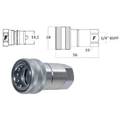 Szybkozłącze gniazdo ISO 6,3 wew. 1/4" BSP Faster
