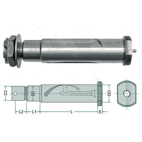 Sworzeń E11 fi30x131,5 fi26x29 M24x1,5 -resoru, dyszla