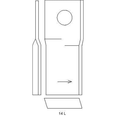 Nożyk kosiarki lewy 94 x 40 x 3mm gat Ø 19mm Kramp